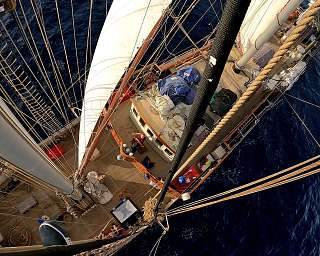 Blick von Mastoben auf das Deck der Gulden Leeuw © Jasper