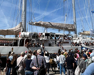 Empfang der Eendracht im Hafen von Bremerhaven nach der Rückkehr der High Seas High School.