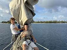 Ole und Leander im Klüvernetz vor den San Blas Inseln